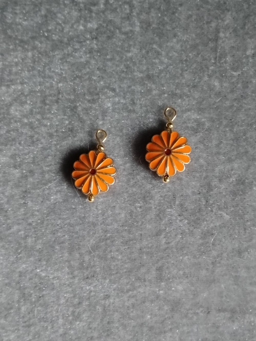 Hand Crafted Orange Daisy Charms For Interchangeable Hoop Earrings